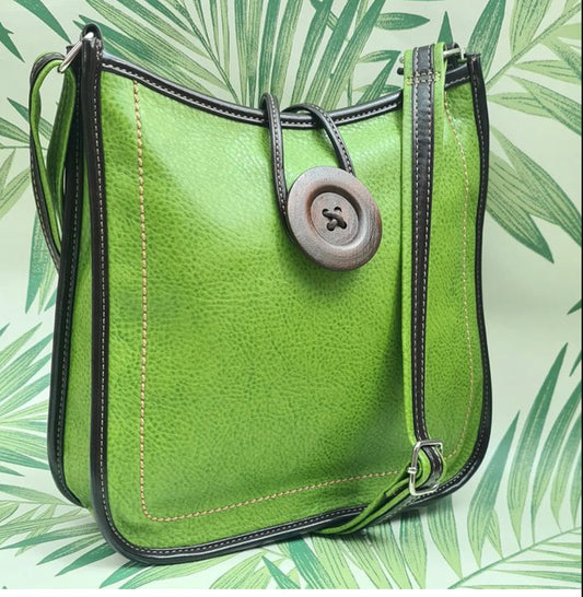 Vegan Button Crossbody Bag Grass Green