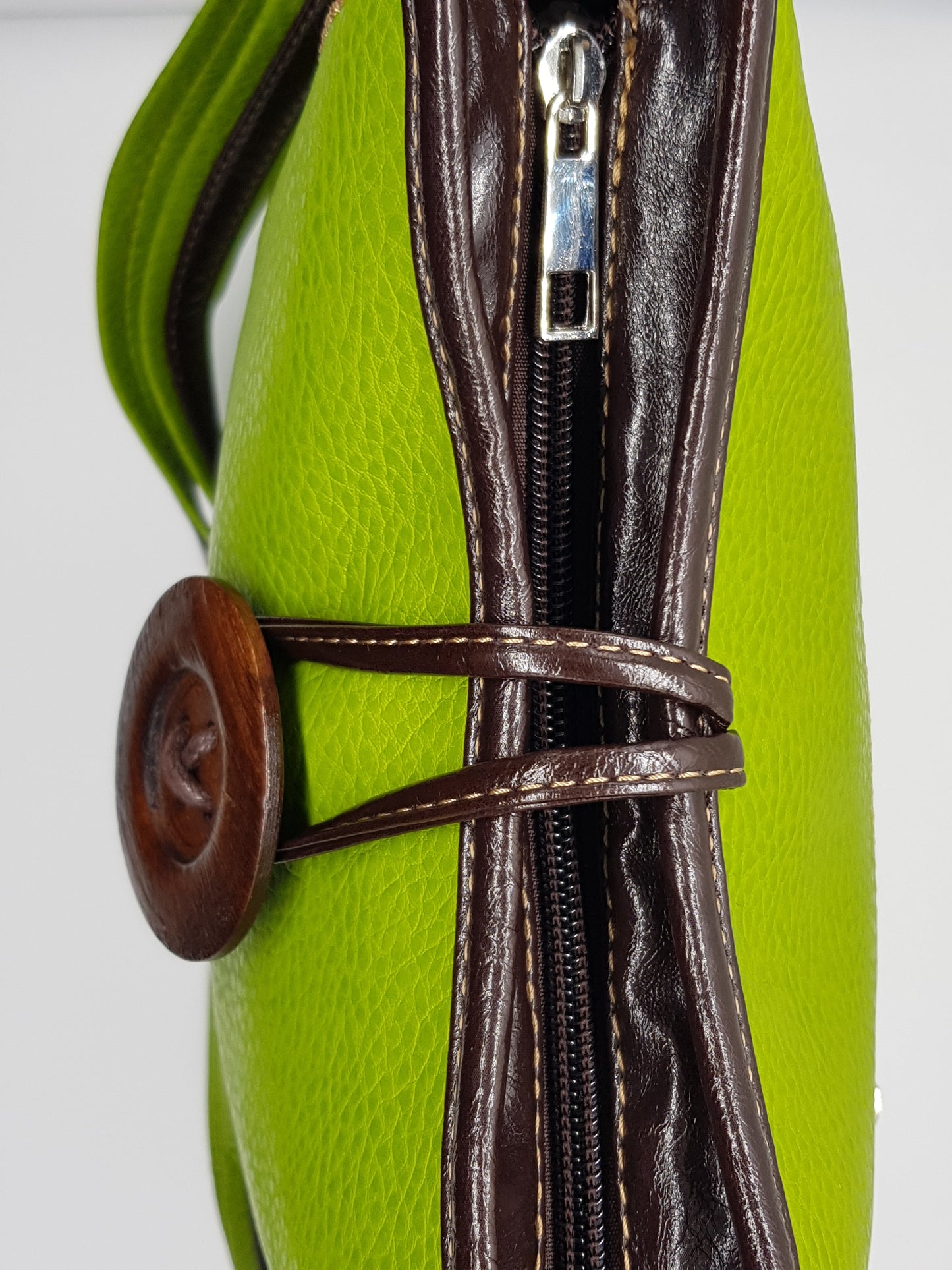 Vegan Button Crossbody Bag Grass Green